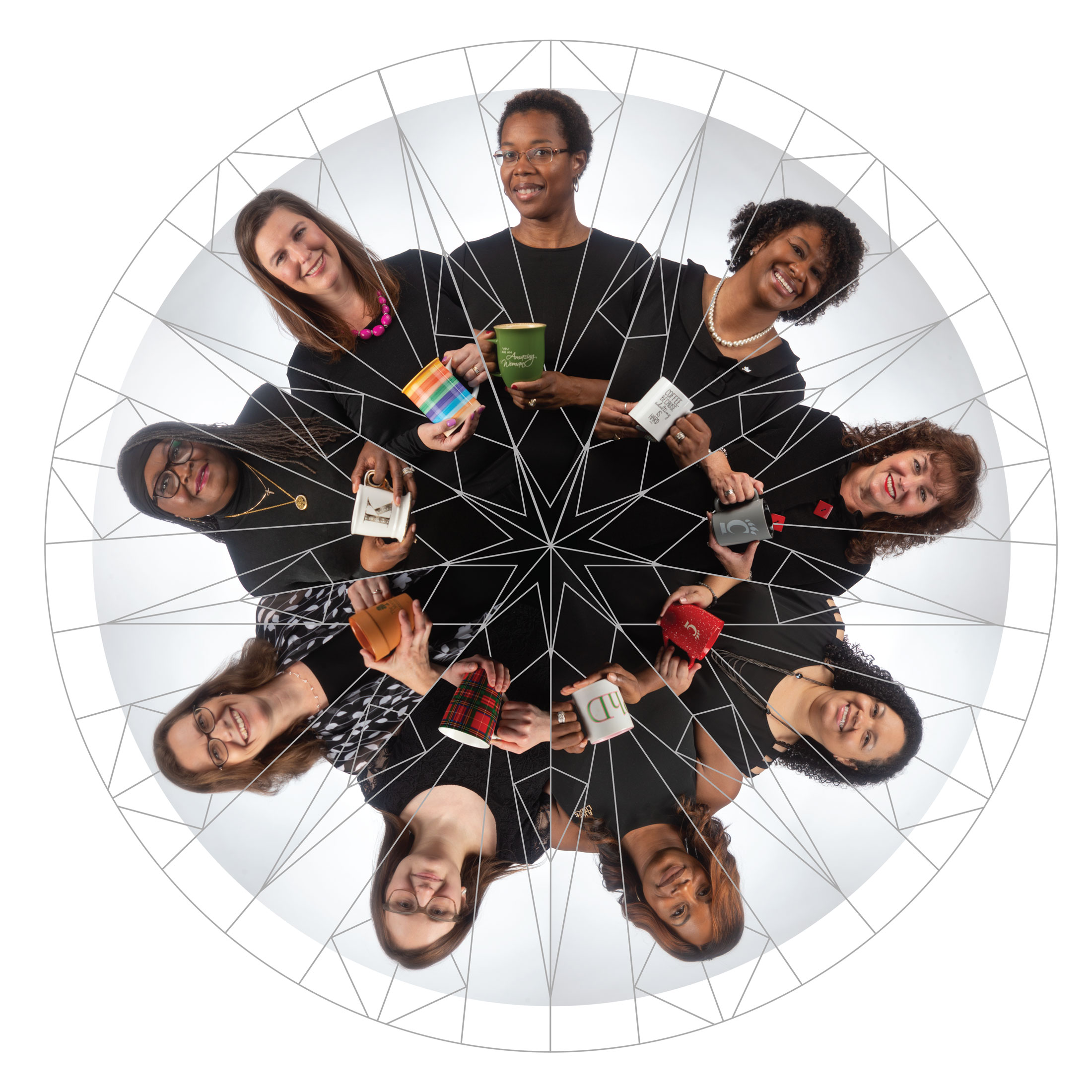 An image of UC's BRIDGE program in which members appear to be in a kaleidascope