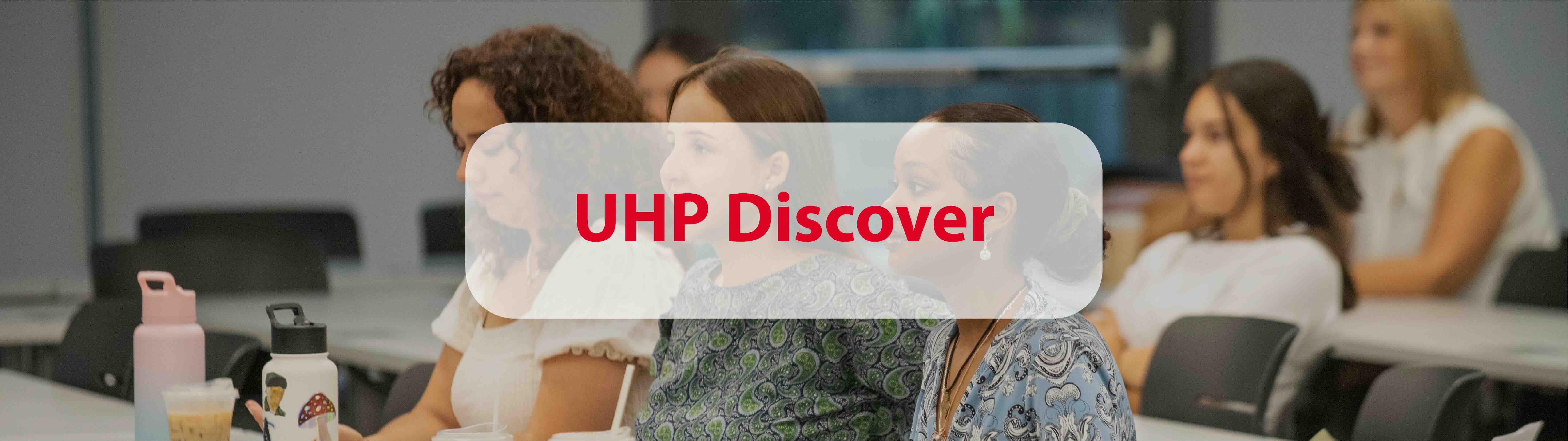 UHP Discover icon with students sitting at desk.