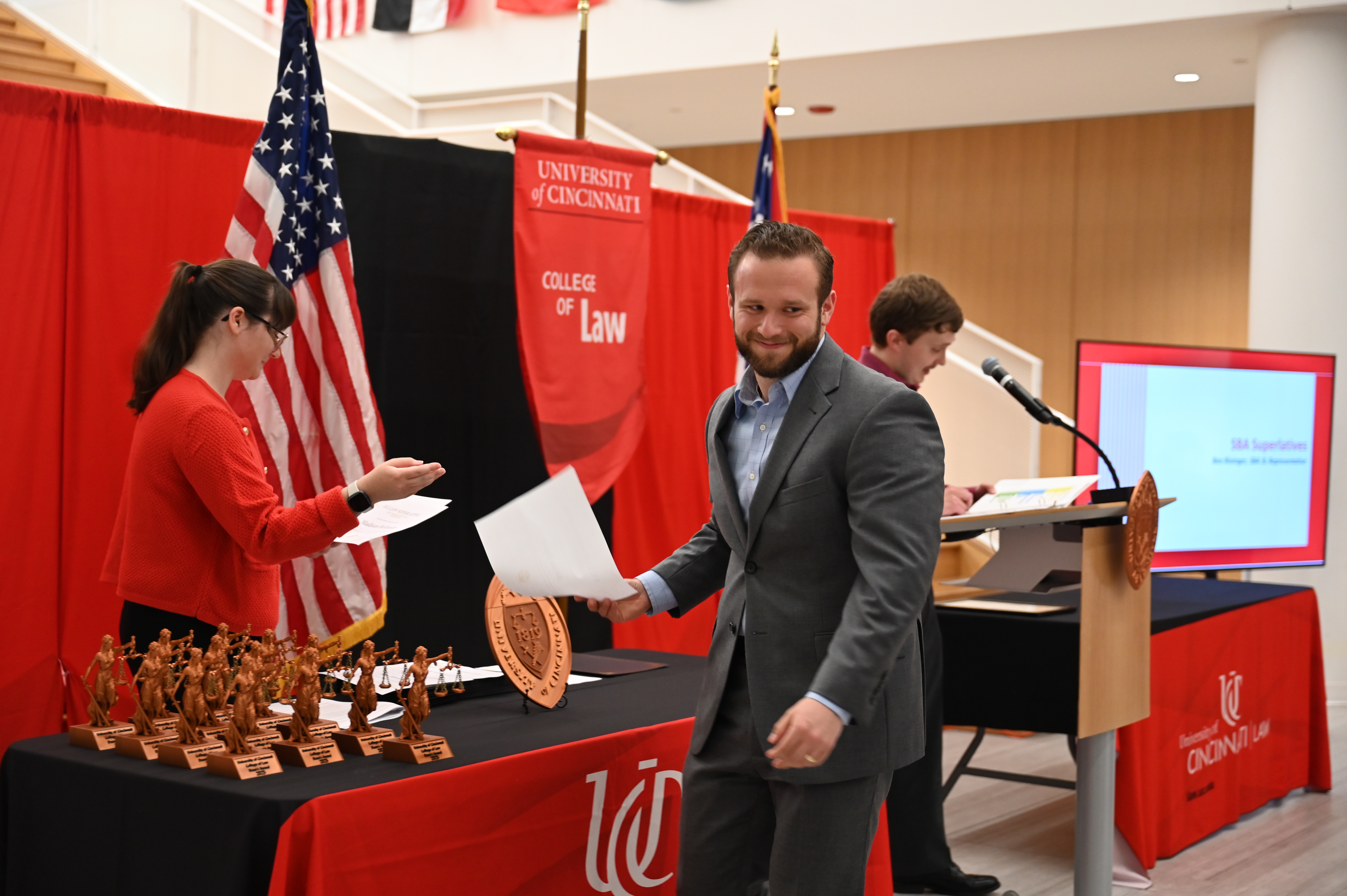 Law student enjoys the evening festivities. 