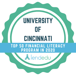 University of Cincinnati Top 50 Financial Literacy Program in 2020 by LendEDU