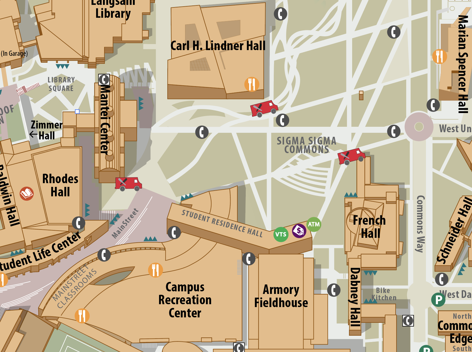 Map of the Locations of the Various food truck locations listed in the form below
