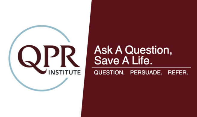 Image of QPR Institute Logo with Text Ask A Question, Save A Life. Question. Persuade. Refer.