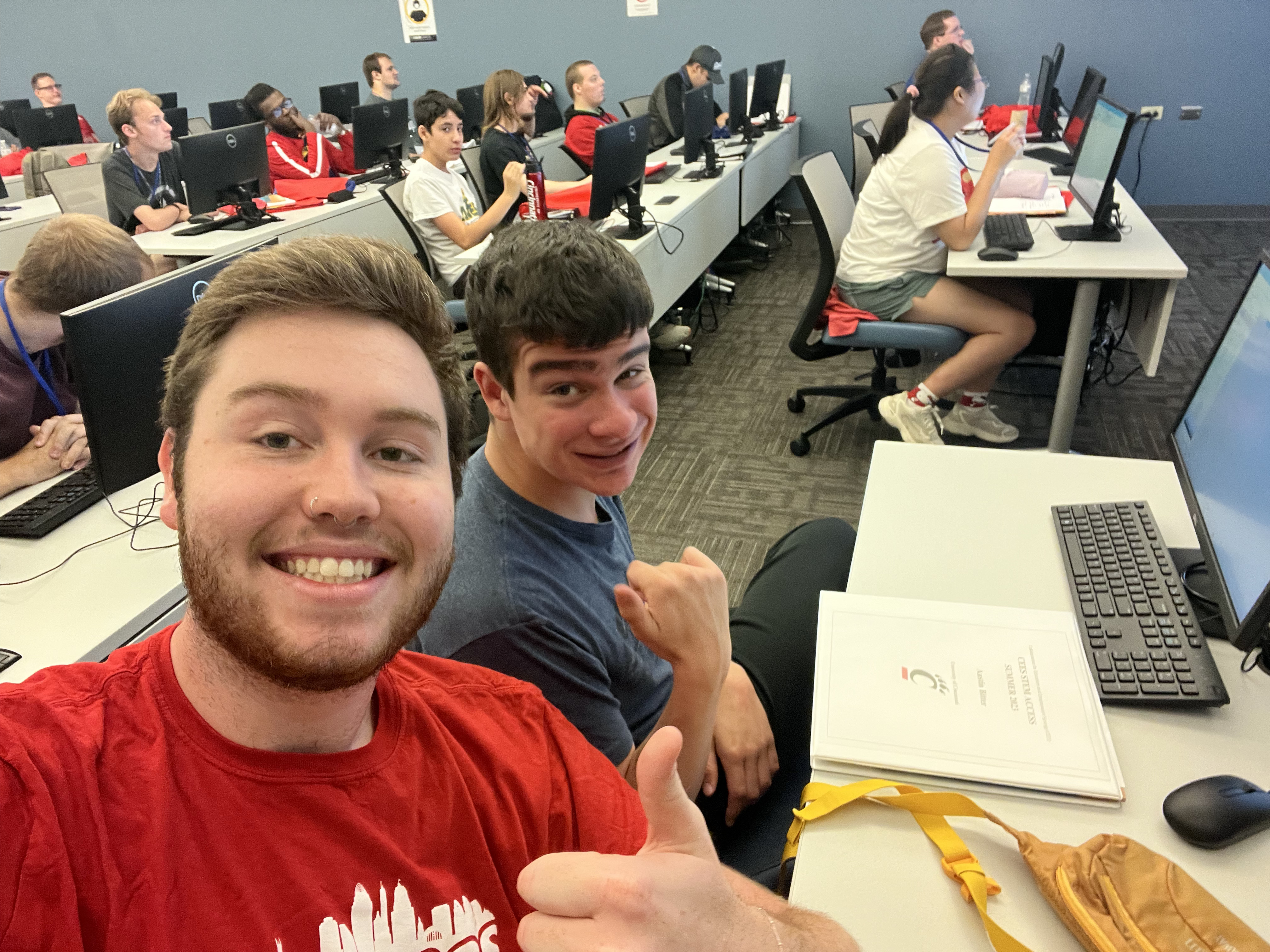 CEES teacher and student pausing for a selfie in STEM class.