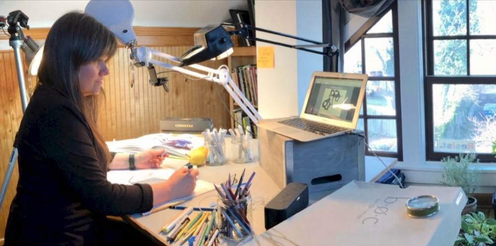 Brigid O'Kane at her home office