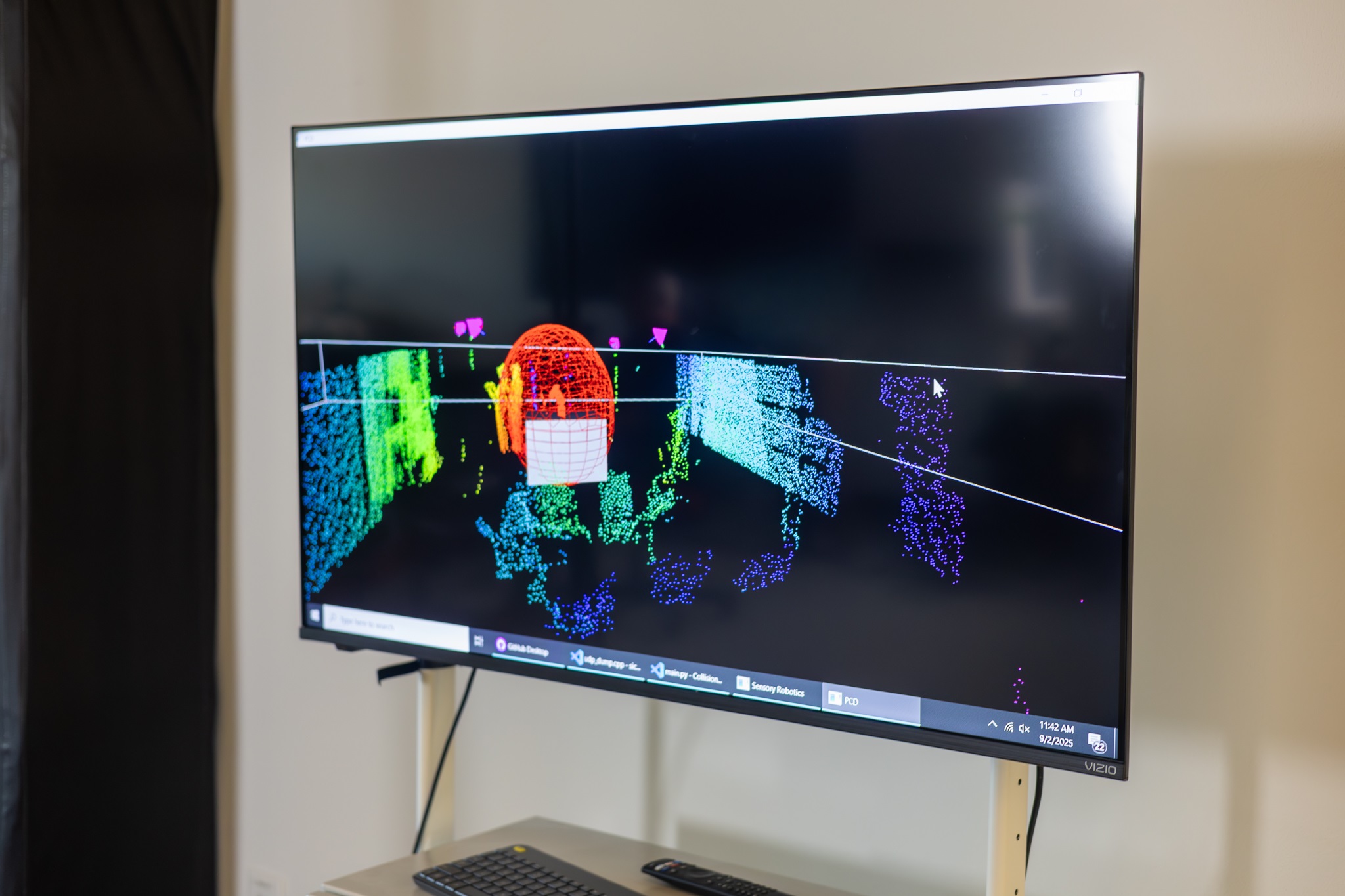 Multiple 3D cameras and software transmit images in real time. 