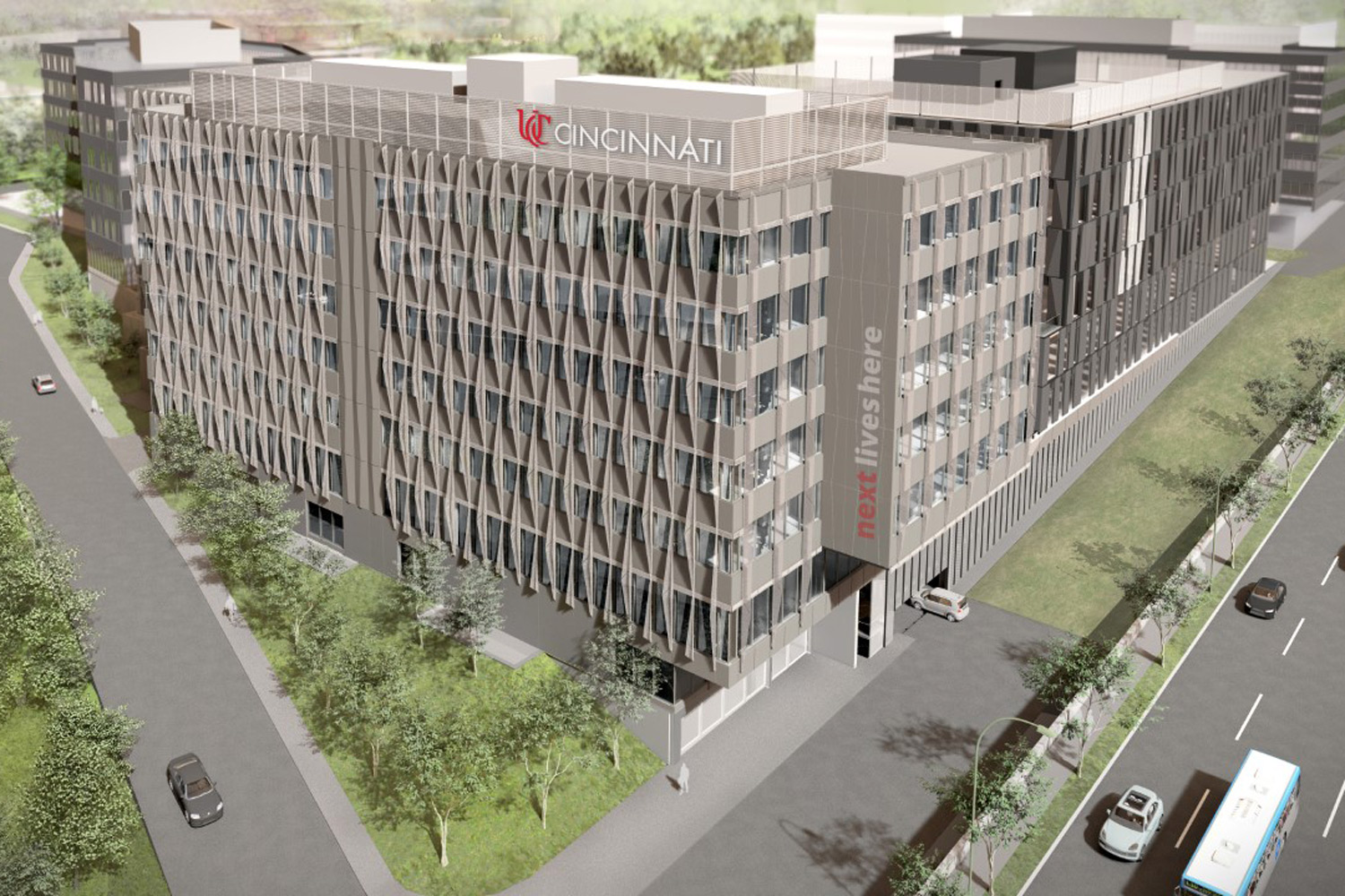 Architectural rendering of UC's new Digital Futures Building