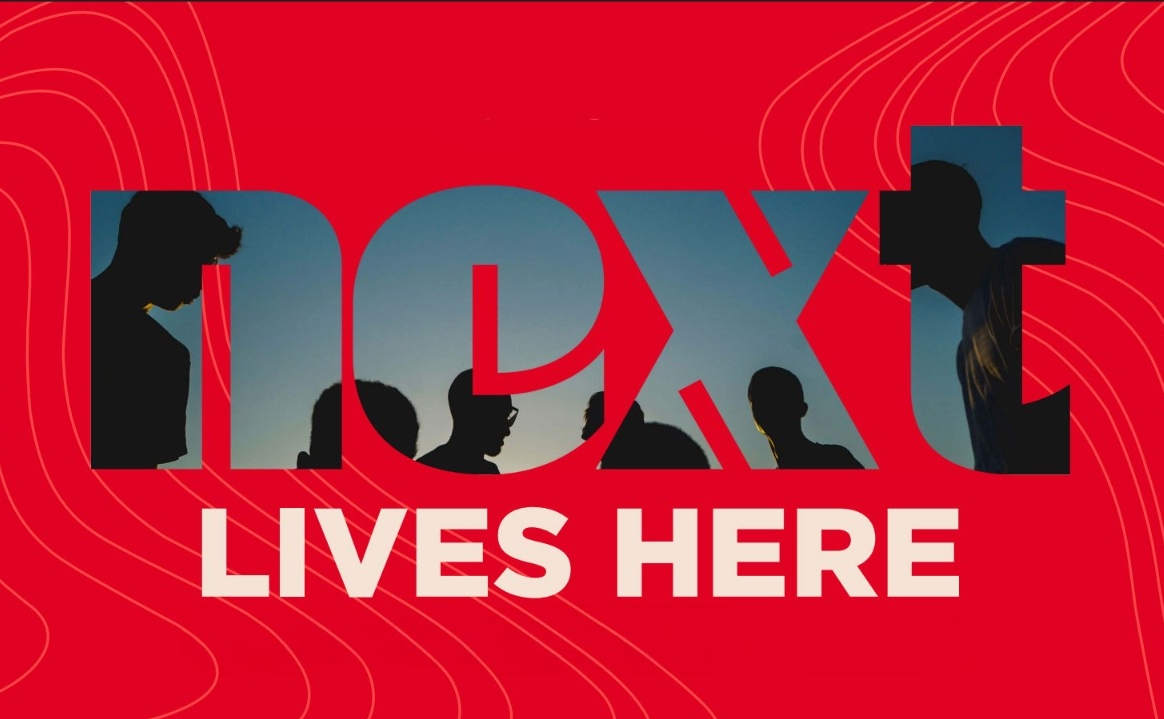 Next lives here graphic element