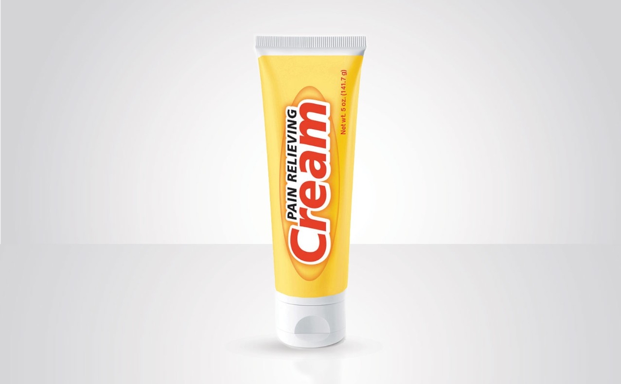 Tub of pain relieving cream