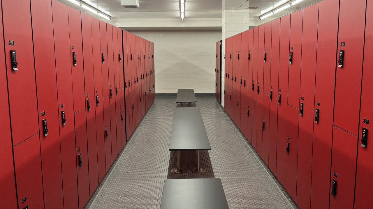 Campus Recreation Center locker room.