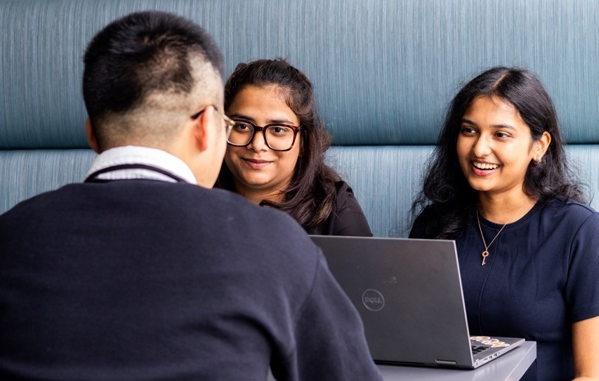 Students having a meeting in Lindner Hall