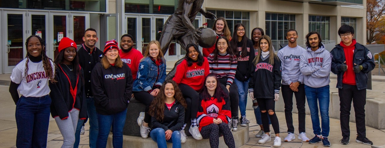 Group of students wearing UC spirit wear