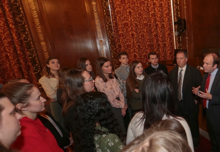Mark Godsey, University of Cincinnati professor lead honors students, visit to Ohio Supreme Court in Columbus. UC/Joseph Fuqua II