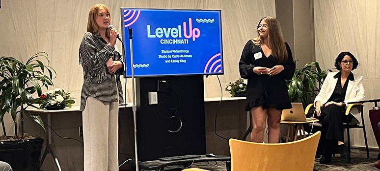 Students presenting their philanthropy projects