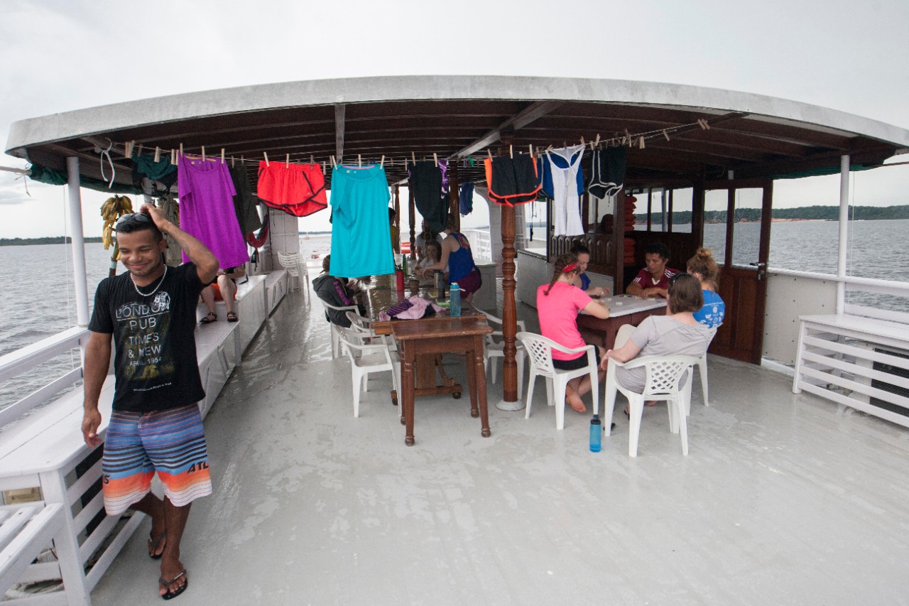 University of Cincinnati experiential learning honor class lead by instructors Jodi Shann, PhD, and Debra Brawn, MA to experiencing the Brazilian Amazon River in Manaus, Brazil March 17-27, 2016. Sunday day trip to Manaus, Fish market, Municipal Market. UC/Joseph Fuqua II 