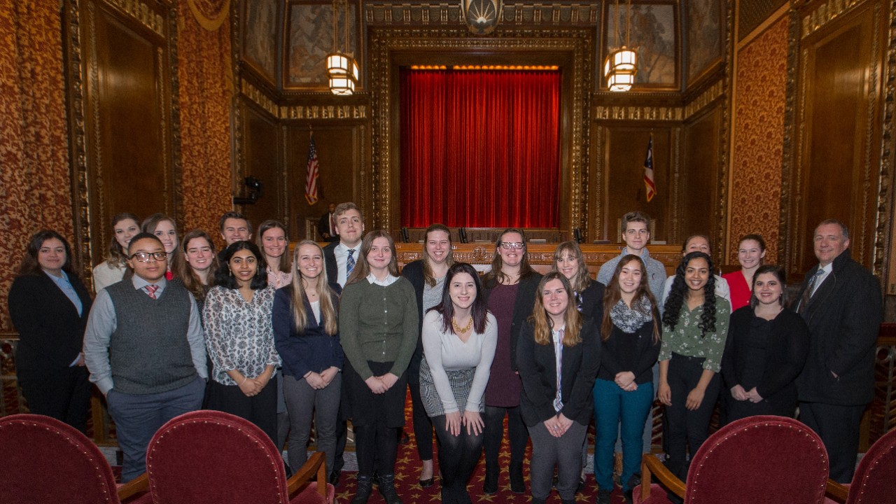 Mark Godsey, University of Cincinnati professor lead honors students, visit to Ohio Supreme Court in Columbus. UC/Joseph Fuqua II