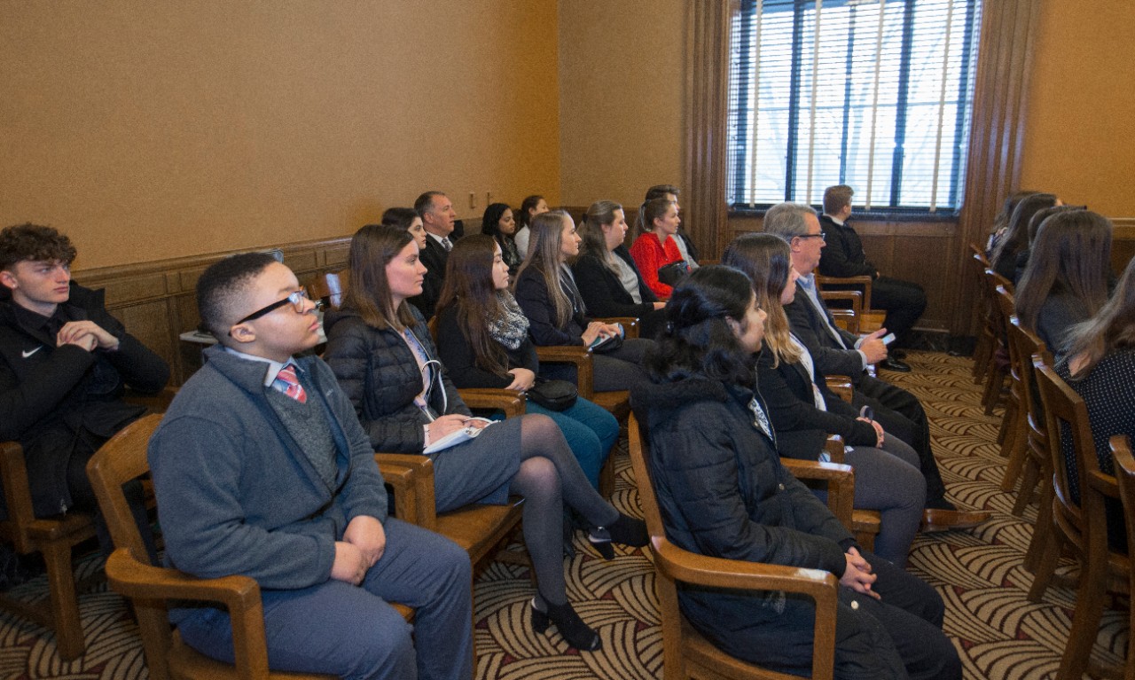 Mark Godsey, University of Cincinnati professor lead honors students, visit to Ohio Supreme Court in Columbus. UC/Joseph Fuqua II