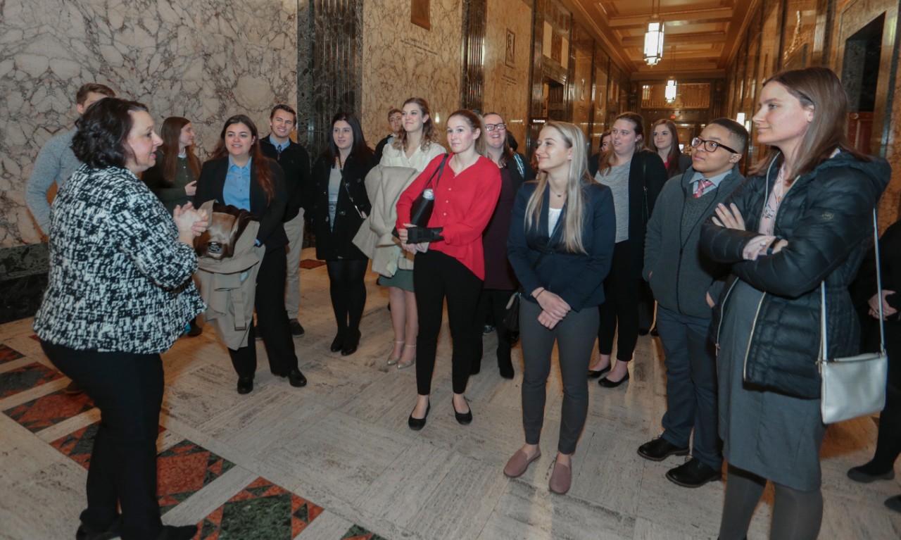 Mark Godsey, University of Cincinnati professor lead honors students, visit to Ohio Supreme Court in Columbus. UC/Joseph Fuqua II