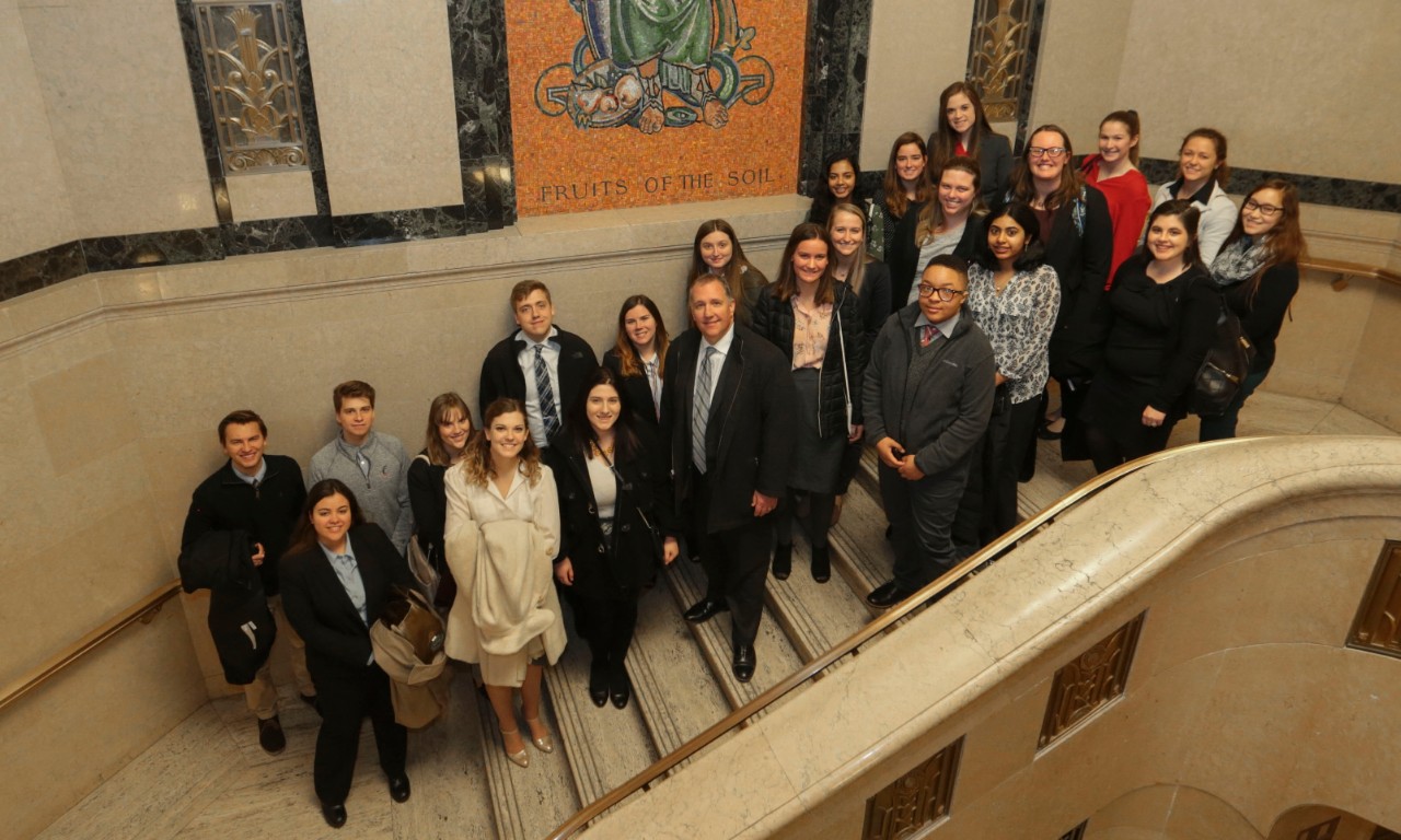 Mark Godsey, University of Cincinnati professor lead honors students, visit to Ohio Supreme Court in Columbus. UC/Joseph Fuqua II