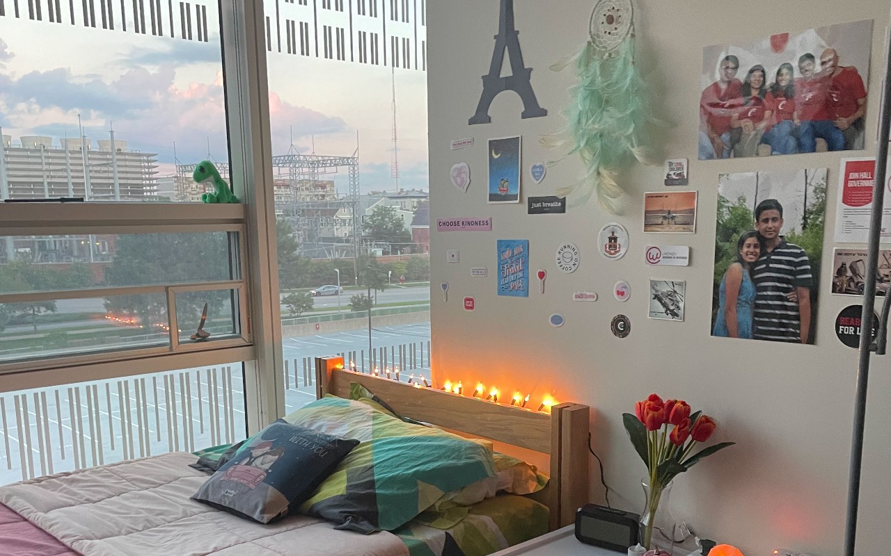 Morgens Hall bed against window