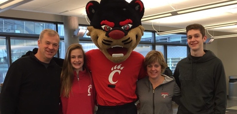 Family members posing with the Bearcat