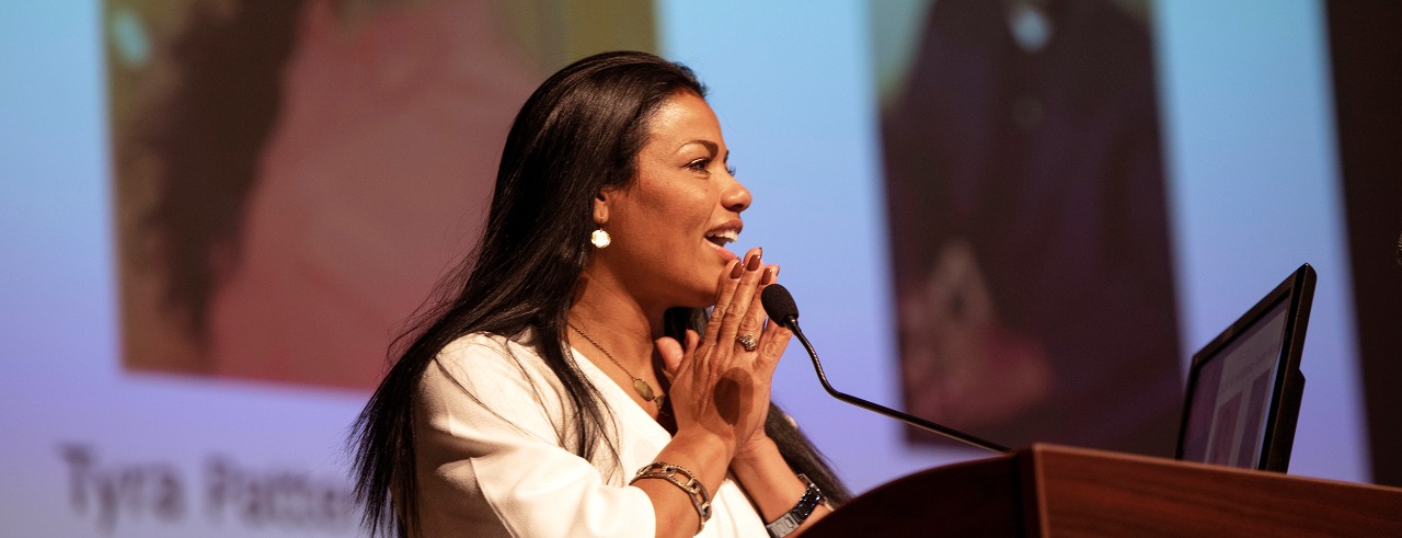 Tyra Patterson speaks at the UC College of Medicine.