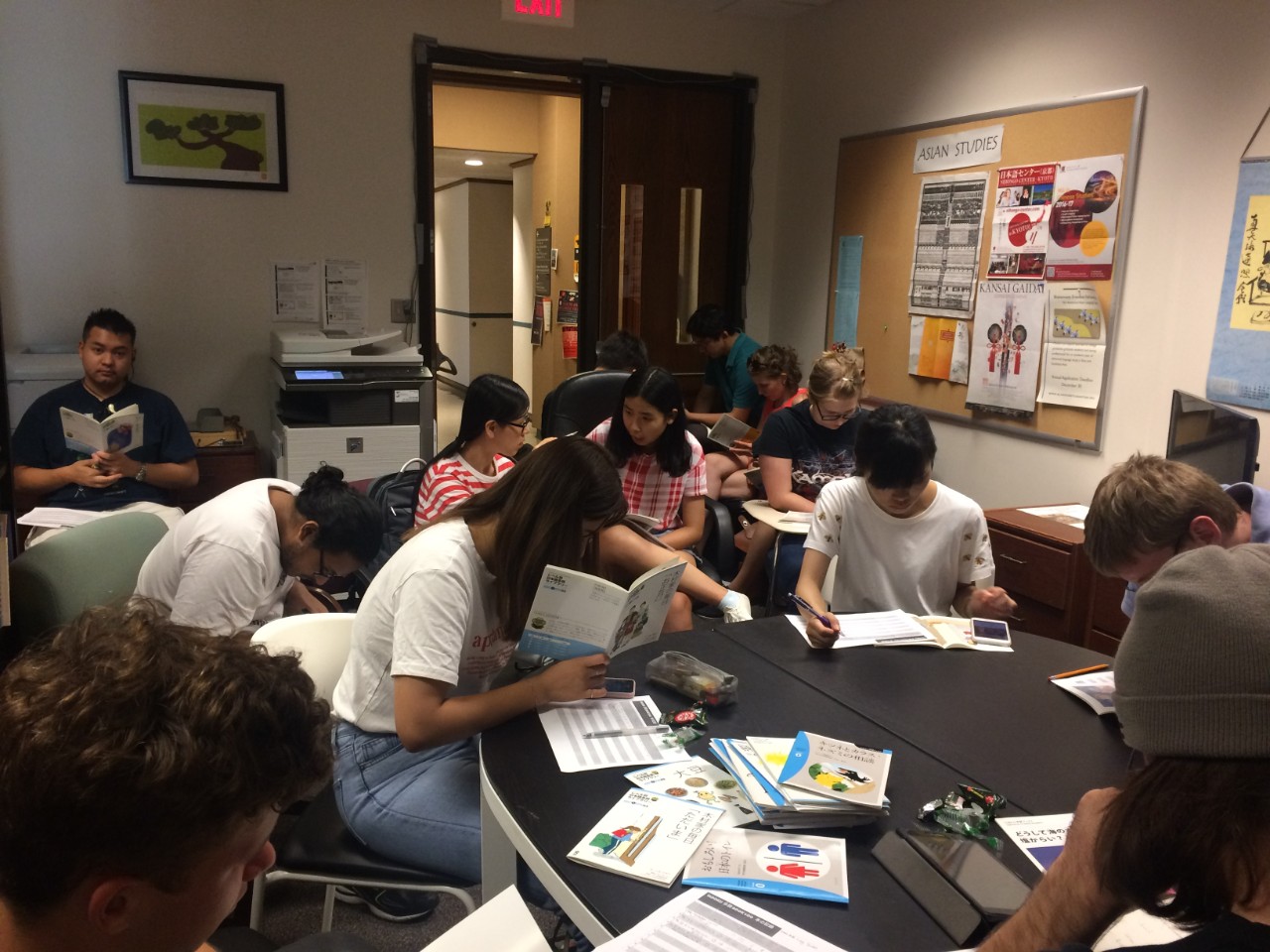 Students gather for a Japanese reading club.