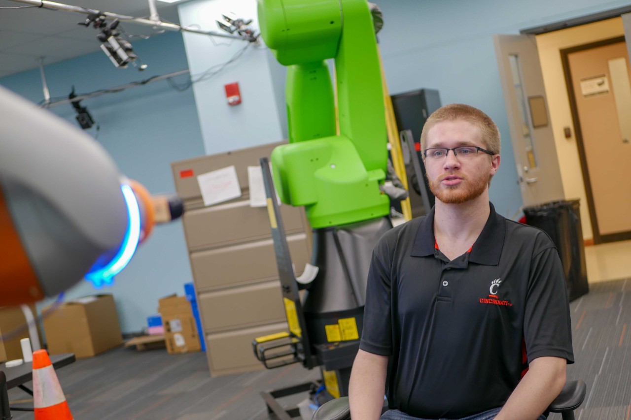 Huber demonstrates face-tracking robot