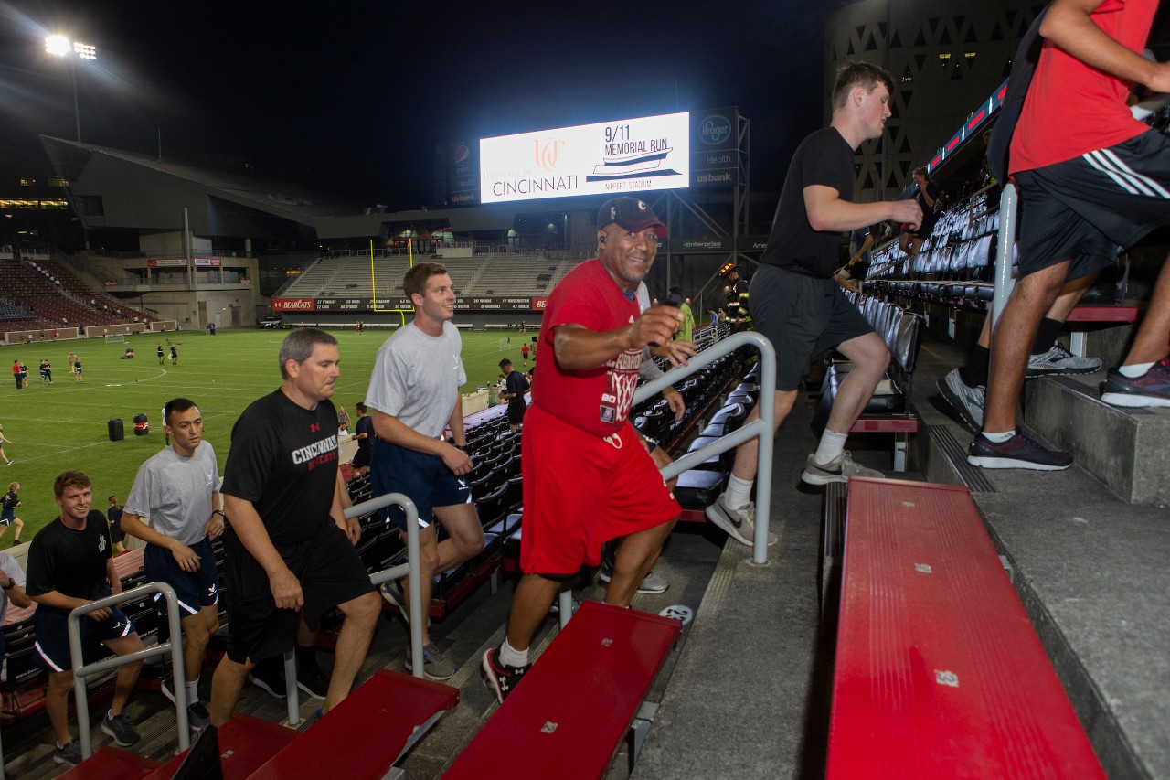 University of Cincinnati students, faculty and community participated in the annual 9/11 Memorial Run at Nippert Stadium. Veterans Programs & Services Office, who organized the event with UC’s Army and Air Force ROTC detachments. UC/Joseph Fuqua II
