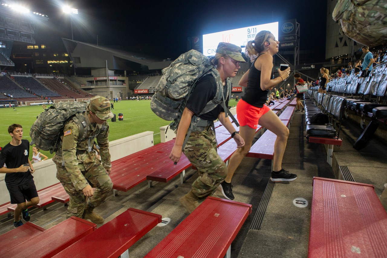 University of Cincinnati students, faculty and community participated in the annual 9/11 Memorial Run at Nippert Stadium. Veterans Programs & Services Office, who organized the event with UC’s Army and Air Force ROTC detachments. UC/Joseph Fuqua II