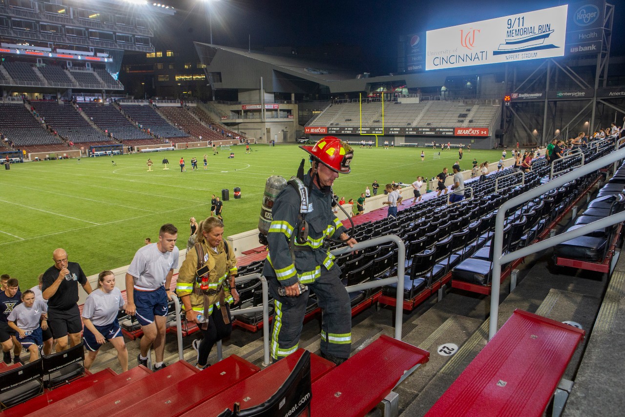 University of Cincinnati students, faculty and community participated in the annual 9/11 Memorial Run at Nippert Stadium. Veterans Programs & Services Office, who organized the event with UC’s Army and Air Force ROTC detachments. UC/Joseph Fuqua II