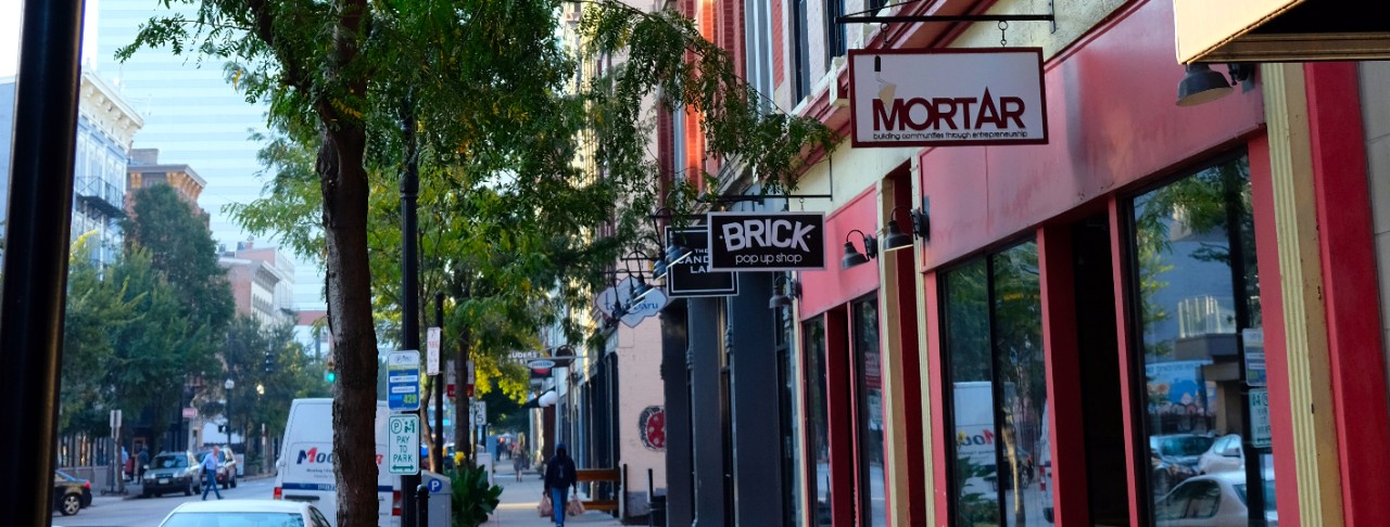 Exterior of building on city street