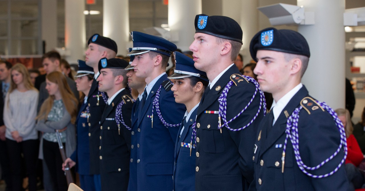 Dr. Neville Pinto University of Cincinnati president spoke during the Veterans Day ceremony at (TUC) Tangeman University Center November 8, 2019. UC/Joseph Fuqua II