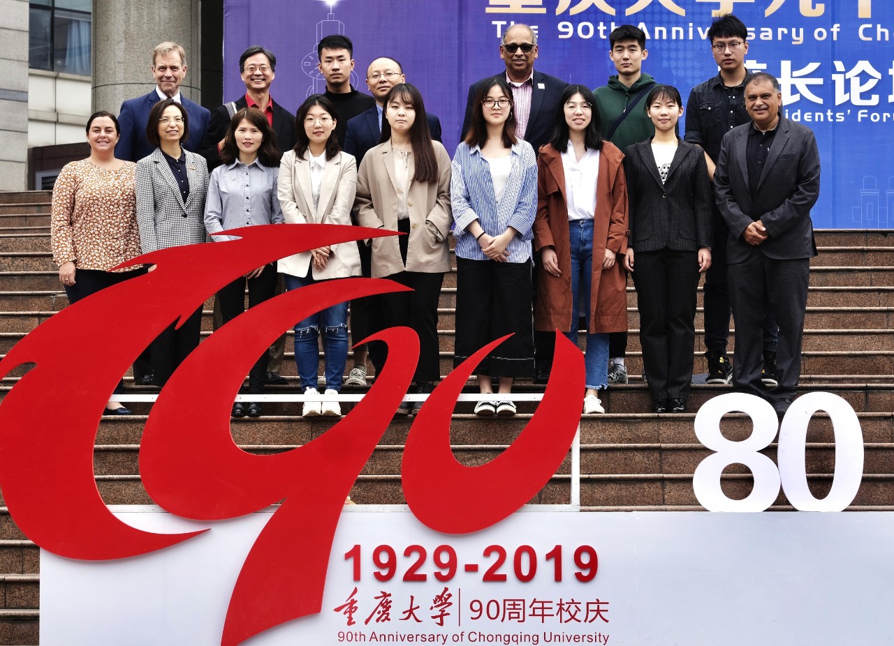 Members of JCI pose in front of Chongqing University