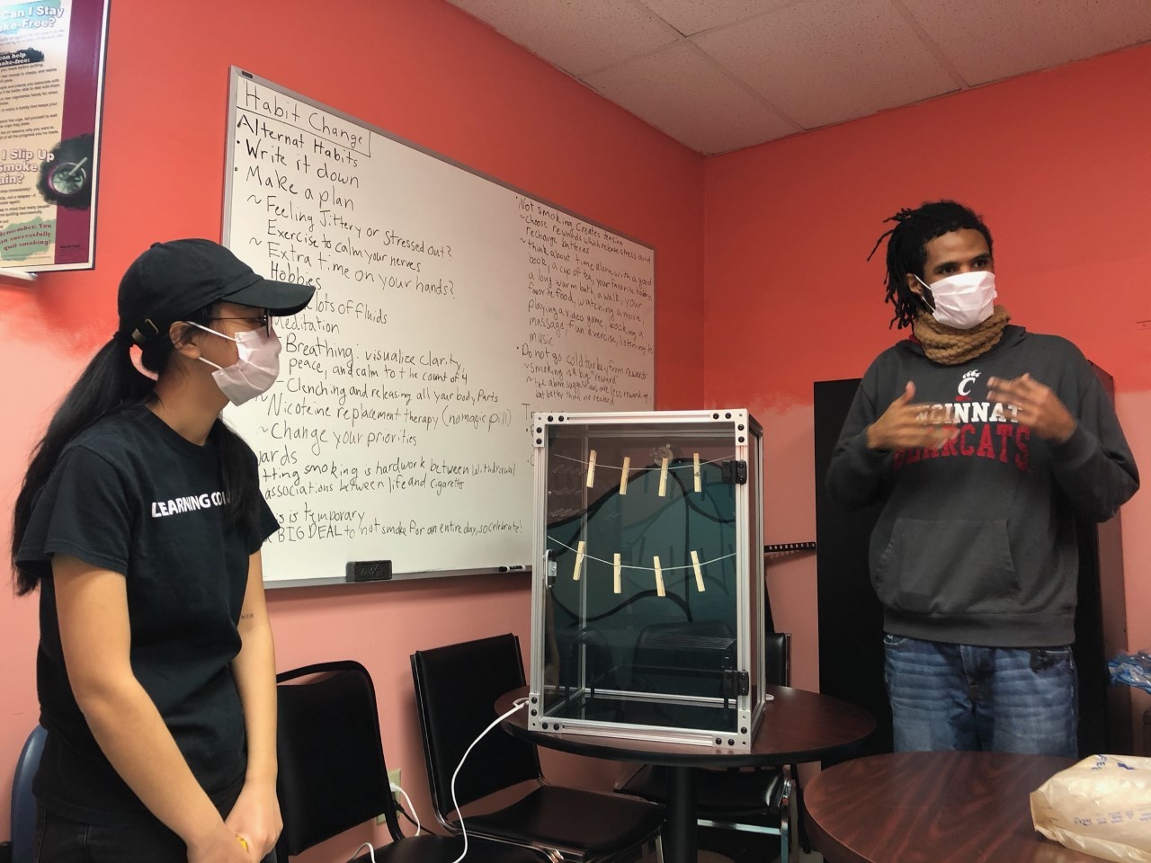 Allison-Joy Garbo and Kellen Crosby wearing masks