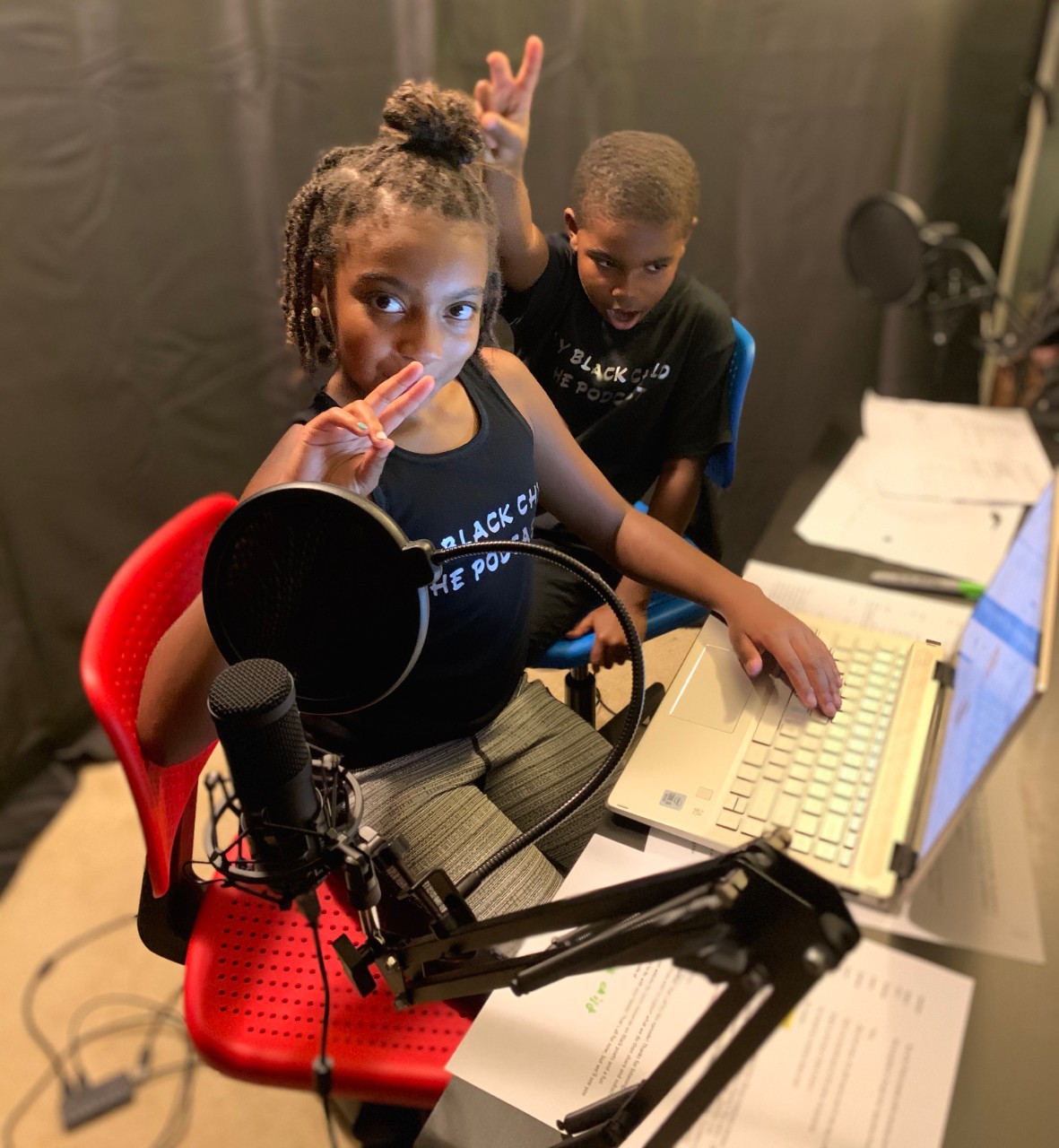 Avery and Jackson Ausmer in their home studio