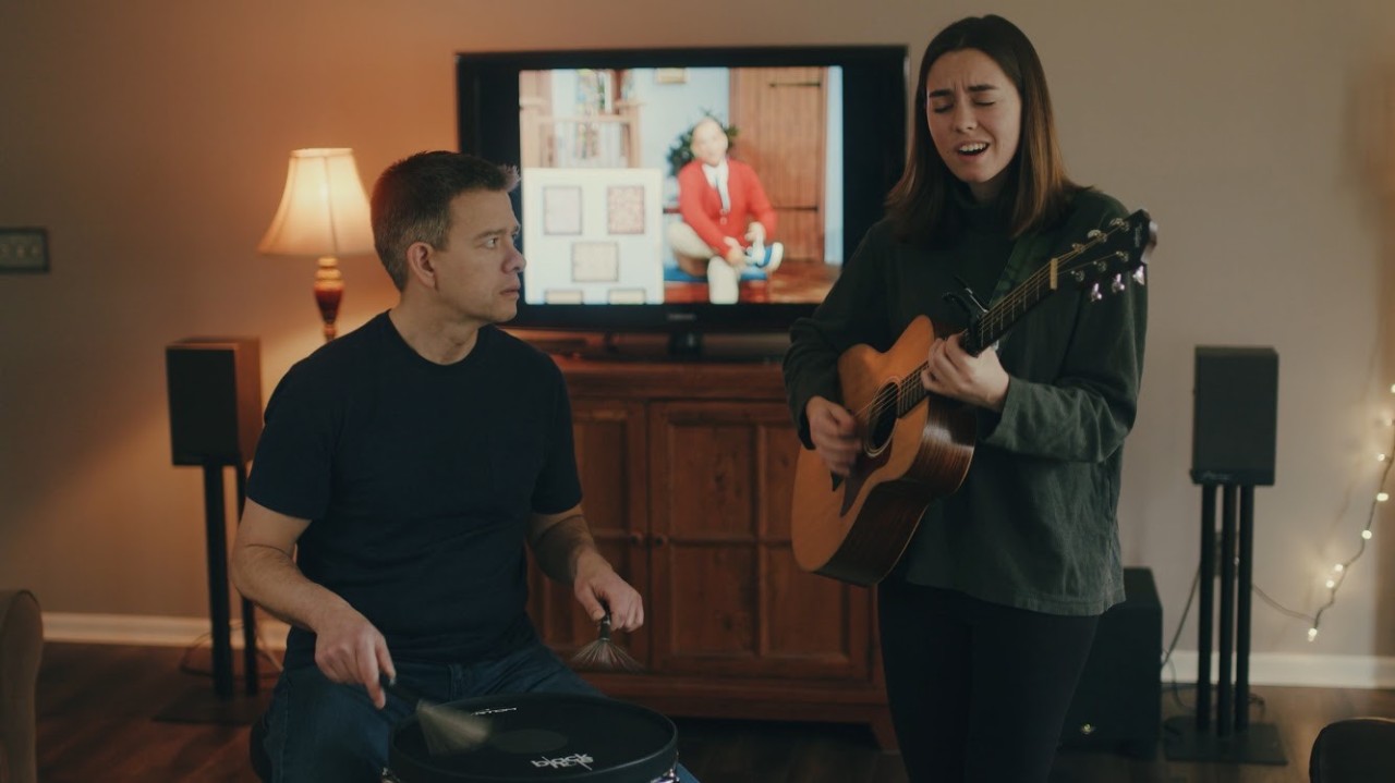 Dr. Michael Holliday plays drumsand his daughter Abby plays guitar