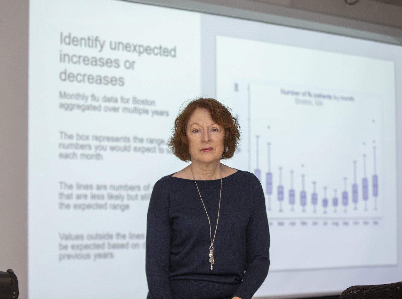 Florence Fulk, PhD, shown in a UC classroom