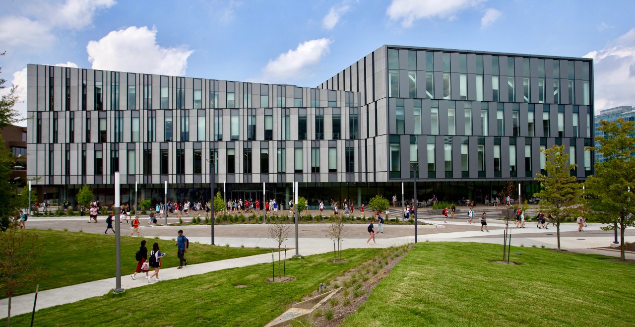 Exteriors of the new Lindner College of Business (LCOB).