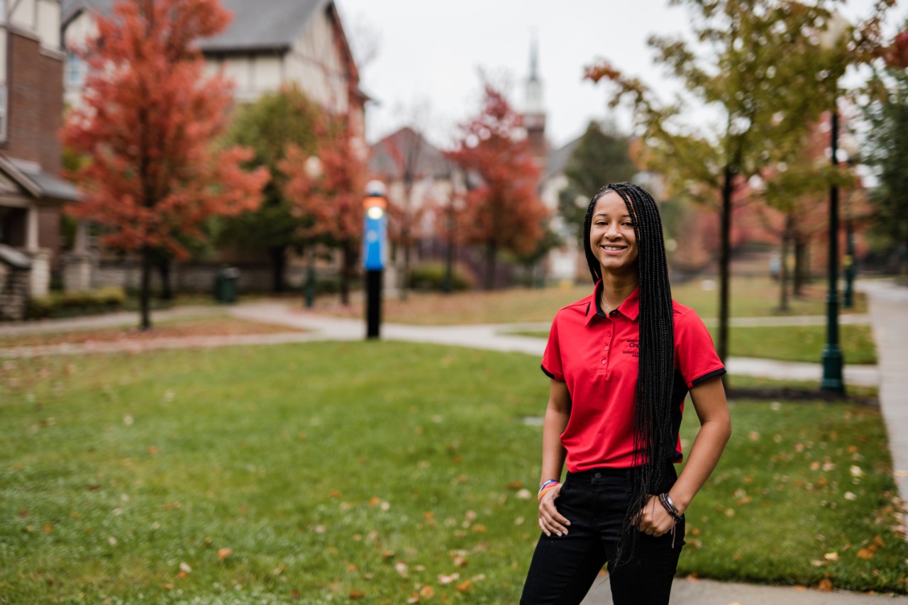 Karrington stands on UC's campus