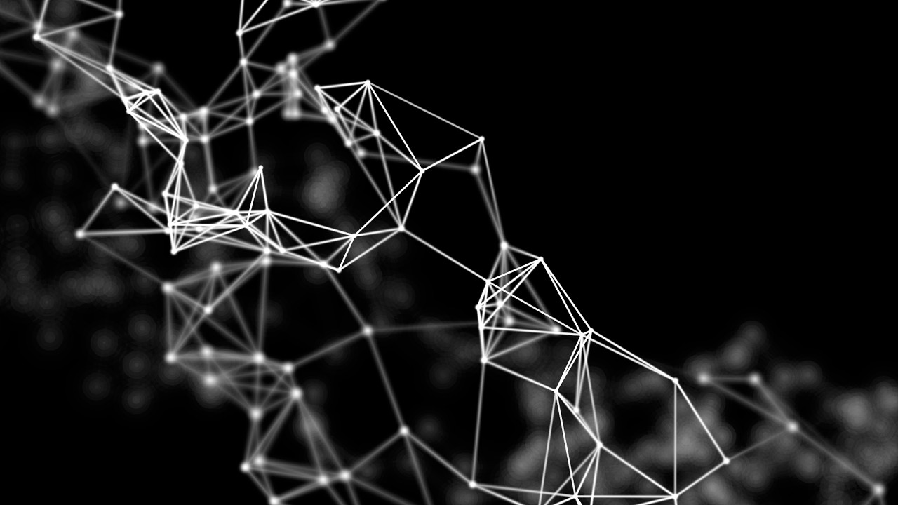 White vector on black background.