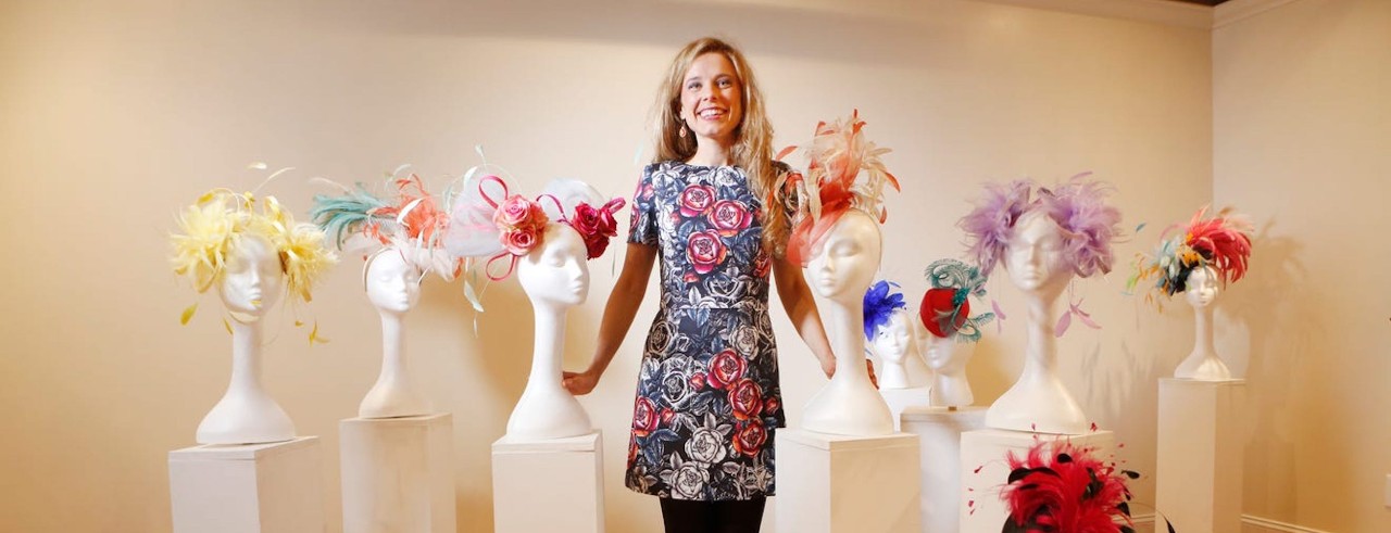 Kenzie Kapp poses with headpieces