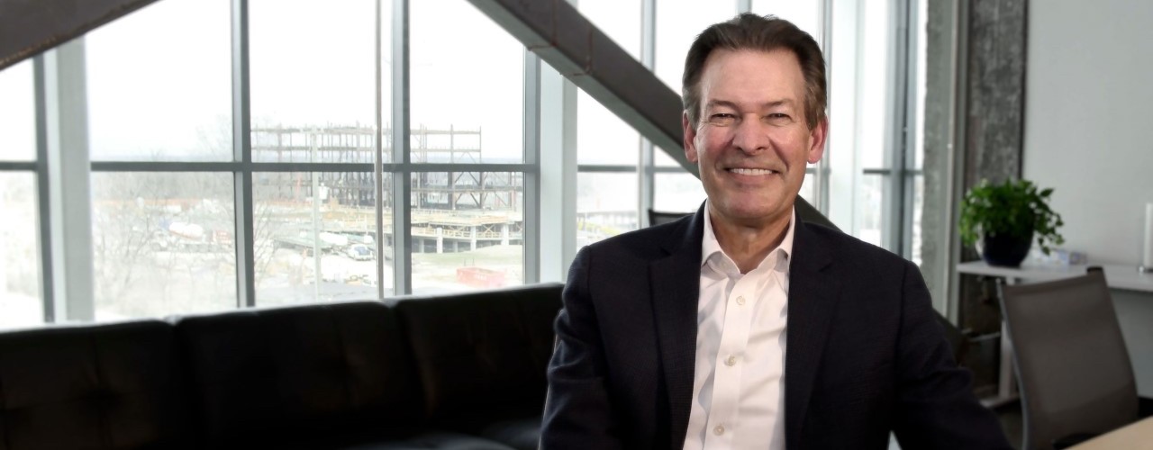 UC Chief Innovation Officer David Adams stands inside his UC's 1819 Innovation Hub office