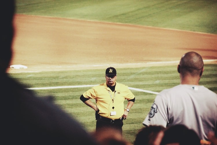 angry fan faces baseball umpire