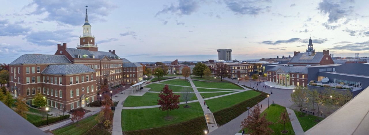 Aerial view of UC's campus across McMicken Commons