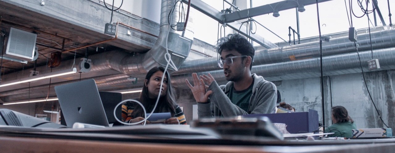 Students at work in the 1819 Innovation Hub