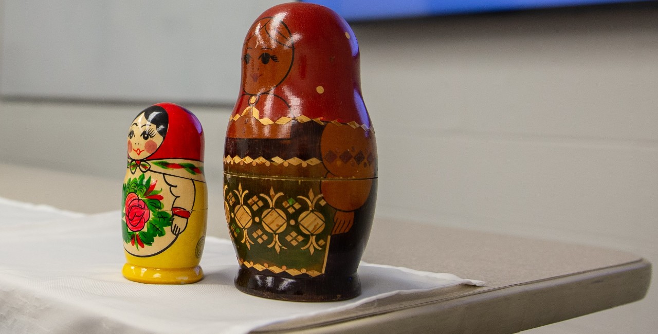 Randall J. Rowe, visiting Assistant Professor of Russian, teaches  a new Russian languages program that received the largest grant in A & S history. The program - two fold - teaches the language and career opportunities for those who are fluent.