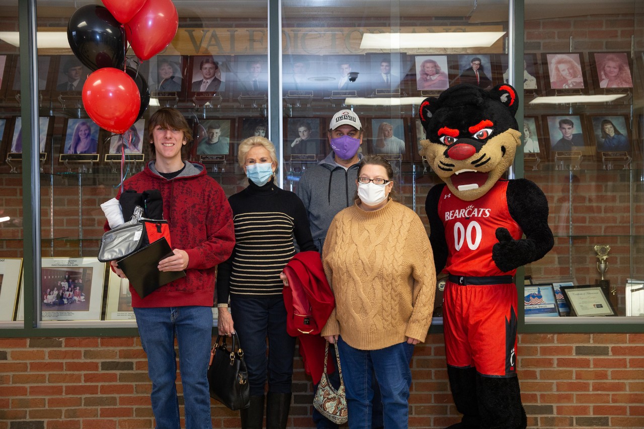 David and family pose with Bearcat