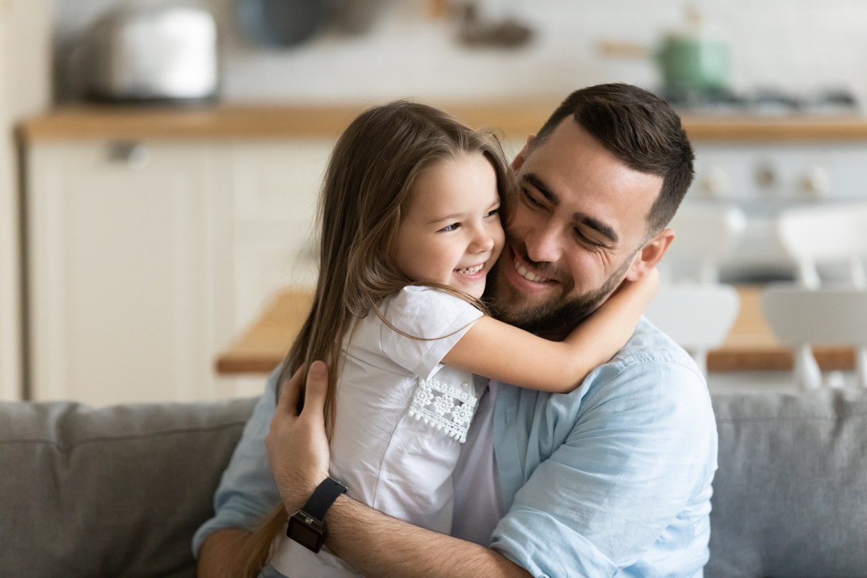 Father and daughter playing