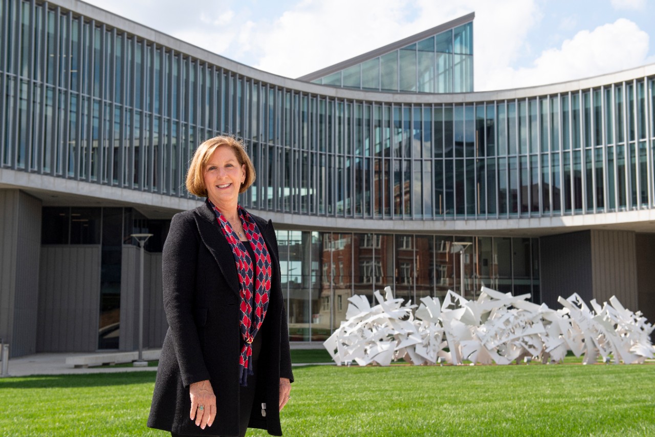 Dean Whalen in front of the College of Allied Health Sciences 