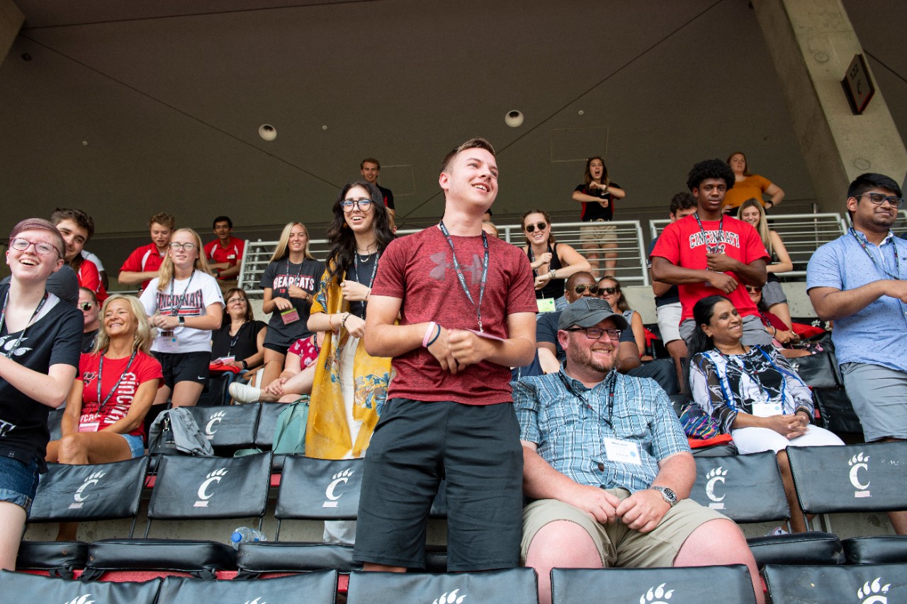 Incoming UC students during Orientation on campus